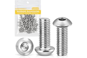 Caianwin Tornillos de cabeza alomada M5 x 10 mm, 100 unidades, hexágono interior, acero inoxidable 304, tornillos de cabeza redonda plana para la instalación de muebles, áreas industriales