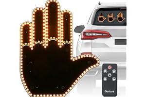 HLMNAKE Lumière LED pour doigt et signe de la main de voiture avec télécommande, lampe de doigt de voiture pour homme, 4 modes