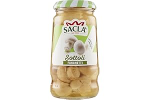 Saclà, Sottolì, Funghetti sottolio, Ideali per Aperitivo, Antipasto, Pizze, Insalate e per Arricchire i Tuoi Piatti, Vaso Vetro, 290g, Confezione da 12 pezzi