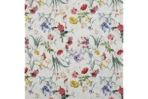 Kt KILOtela - Tela Loneta Estampada, Decoración, Tapizar, Cojines, Cortinas, Colchas, Manteles, Bolsos, Manualidades, 100 cm Largo x 280 cm Ancho, Cedrina, Flores, Multicolor, 1 Metro