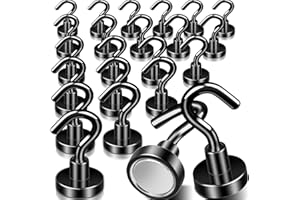 DGDUBRB 22 Stück Schwarz Magnethaken Extra Stark, Magnete Mit Haken Extra Stark Für Grill, 10Kg+ Neodym Magnethaken Extra Stark, Für Zum Aufhängen Klassenzimmer, Und Büro Metallhaken Magnet Haken