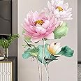 Xtore Modern Pink Lotus Flower Wall Stickers Green Leaves Fish for Wall Decor (Pack of 1, Multi)