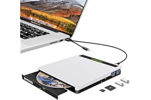 SOMDAR Unità CD/DVD esterna USB 3.0 USB-C CD DVD RW ROM masterizzatore con slot SD/TF & 2 USB, unità ottica portatile DVD per laptop Windows 11 10 Mac MacBook Air Pro Apple iMac PC Desktop