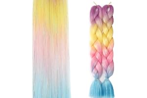 WoWCFyyds Kanekalon, warkocze afrykańskie, przedłużenie włosów, 24", Jumbo Braid, 2 sztuki, ombre plecione włosy syntetyczne