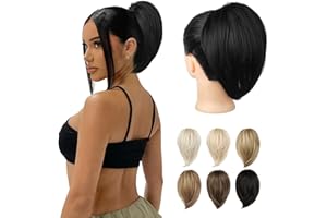 REECHO Ponytail Extension，Claw Clip Hair Bun Hair Piece Short Straight Ponytail Hair Extensions Messy Hair Bun Natural Synthetic Fake Ponytail Hair Pieces for Women- Black