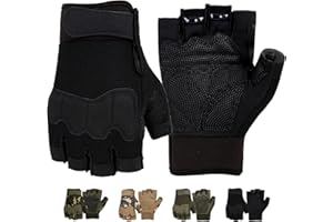 FIORETTO Mens Breathable Padded Fingerless Motorcycle Gloves Half Finger Gloves for Cycling Hiking Climbing Outdoor Sports