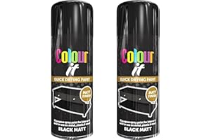 EDE GROUP Paint Factory All Purpose Black Spray Paint Pack 2 (400ml Each) - Matt Finish Interior and Exterior Spray Paint for Metal, Plastic, and Wood (Black, Pack 2)