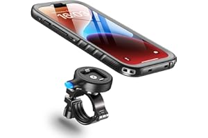 Cozycase Soporte Movil Bicicleta Moto para iPhone 14 Plus - Impermeable Antivibracion Suporte Telefono Manillar MTB/Btt/Scooter/Patinete/Bici Electrica/Carretera/Motocicleta Metal Bike Phone Holder