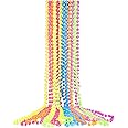 12Pcs 33In Mardi Gras Beads Necklace Colorful Glass Mardi Gras Beads Bulk Glitter Plastic Beaded Necklace Costume Necklace for Mardi Gras Throw Party Christmas Festive Events, St Patrick's Day Beads
