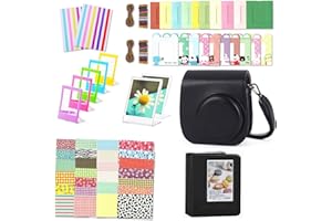 Leebotree Instantané Caméra Accessoires Compatible avec Instax Mini 12 Appareil Photo, Le Package Comprend Housse de Caméra,Album, Cadres, Autocollant de Bord and Coin (Noir)