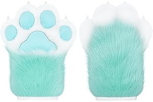 ZFKJERS Cosplay Animal Extended Fluffy Plastic Claws for Cats Fursuit Paw Gloves Adult Costume Accessory Set