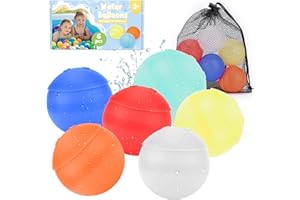 FLNLANO Reusable Water Balloons, 6PCS Self Sealing Refillable Water Bombs Pool Toys, Silicone Summer Water Toy for Kids Aged 3-12, Outdoor Garden Toys for 4 5 6 7 8 Year Old Boys Girls for Water Party
