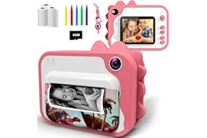 ULEWAY Appareil Photo Instantané Numérique avec Papier d'impression,Caméra Jouet 1080P HD avec écran de 2.4",Carte TF 32G, Cadeau pour Enfants Filles Garçons 3-12 Ans-P80Rose