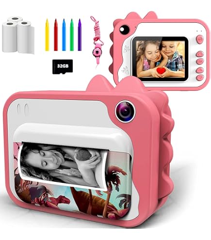 Uleway Appareil photo numérique pour enfant - Impression d'appareil photo instantané - 1080P 2,4 - Caméra vidéo