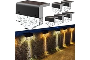 AGOTD Lampy solarne do ogrodu, 6 sztuk wodoodpornych lamp solarnych do dekoracji ogrodu, lampa ścienna, płot z 2 trybami światła: ciepła biel/bursztyn, na taras, do ogrodu, schodów, ogrodzeń