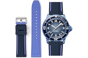 Stanchev Pasek do próbki Blancpain, 22 mm miękki gumowy wodoodporny pasek zastępczy do Blancpain x Swatch Fifty Fathoms męski damski pasek z zestawem narzędzi do instalacji i demontażu