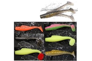 Senvenelec 6Pcs Cebo Suave Artificial Cola en Forma T, Silicona Biónica, Simulado, Paso Verde