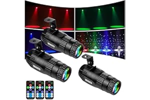 15W LED Pinspot Luce 3 Pezzi, Czgor Pin Spot RGBW 4 in 1 Occhio di Bue faro Proiettore a Palla Specchiata con Telecomando, LED Pin Spotlight Super Luminoso per Feste, Discoteca, Bar, Matrimoni