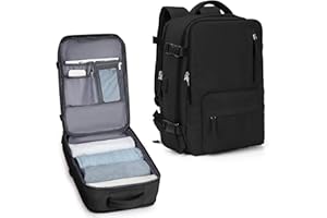 RUYI Bagaż podręczny Ryanair, wodoszczelny, plecak podróżny dla pań i panów, turystyczny, samolot, na co dzień, na laptop 15,6", z przyłączem USB do ładowania i kieszenią na buty, 43 x 30 x 20 cm