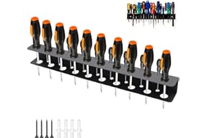 WJUAN Portautensili a muro 40cm per officina & garage | Organizzatore 19 fori con kit di fissaggio | Portacacciaviti e pinze (Nero)
