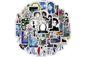 AUCEKO Tim Burton Movie - 50 adesivi per laptop, Edward Scissorhands, bottiglia d'acqua, per computer, custodia da viaggio, chitarra, snowboard, bagagli, auto, bicicletta, telefono, graffiti adesivi