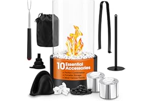 OBCARN Chimenea de Mesa con 10 Accesorios Chimenea Bioetanol Interior y Exterior 2 Cámaras de Combustión Lograr un Ciclo Infinito CREA un Ambiente Cálido Adecuado para Comedor, Sala de Estar, Balcón, Jardín