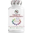Nutriodol Tasty Raspberry Multivitamin Tablets, 180 Chewable Vegetarian and Vegan Friendly Tablets, Suitable for Adults and Children from 3 Years of Age.