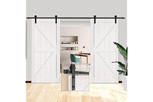 ANMAS POWER Double Barn Door Sliding Kit - 9.8FT/300cm Sliding Track Barn Door Hardware Kit, Sliding Door Kits for Indoor/Outdoor Use