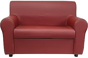 Totò Piccinni Divano 2 Posti Imbottito, con Braccioli (Ecopelle, Bordeaux)