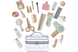 Smartwo Holzschminke Spielset Mädchen Schminkkoffer Holz Kinderschminke Set Spielzeug, 23-teiliges Make-up-Spielzeug für Rollenspiel, Geschenk für Weihnachten Geburtstag für Kinder ab 2 3 4 5 Jahre