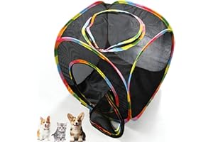 NNOUONN Cat Play Cube,Pet Cat Outdoor Mesh Play Cube for Tunnel | Animal Playpen Playhouse Ventilated Hide House Pop Open Design for Balcony, Patio, Apartment