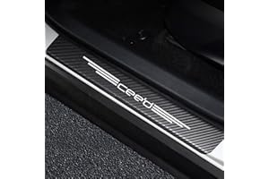 JYMLOV 4 Piezas Molduras de Umbral de Puerta Coche para K-IA Ceed Accesorios Tuning Automóviles, Pegatinas de Protector Decoración Estribos de Fibra de Carbono,White