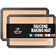 Zulay Kitchen (2 Pack) Silicone Baking Mat Sheet Set - Reusable Baking Mat Nonstick - Half Sheet Baking Mat for Oven (Size 16.5" x 11.6") - Dark Grey