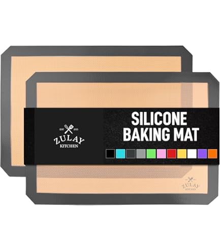 Amyone Perforated Silicone Baking Mats - 2 Pack Eclair Mats With Guides For Half Sheet Pans