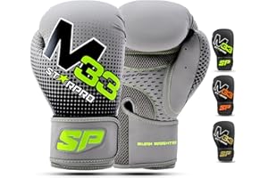Starpro M33 Guantes de Boxeo de Cuero sintético Mate para Entrenamiento y Sparring en Muay Thai Kickboxing Fitness - Hombres y Mujeres - Negro y Verde - 8oz 10 oz 12 oz 14 oz 16 oz