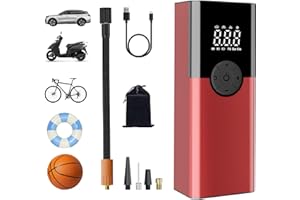 ZORUMAN 6000mAh Tragbare Elektronische Luftpumpe, 150PSI Fahrradpumpe Elektrisch, Akku Kompressor, Akku luftpumpe für Auto,Motorrad,Fahrrad