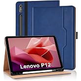Lenovo Tab P12 12.7 Inch 2023 Case with Pen Holder Premium PU Leather Protective Case Cover with Auto Sleep/Wake for Lenovo Tab P12 Tablet Blue