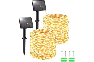 FFZZKJ Solar Lichterkette Außen Solar 240LED 12Mx2 Stück Solarlichterkette Außen Wetterfest 8 Modi für Gartendeko, Terrasse, Warmweiß