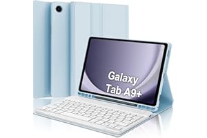 IVEOPPE Teclado Samsung Galaxy Tab A9 Plus 11 Pulgadas 2023, Funda Teclado Español Ñ Bluetooth Desmontable para Samsung Galaxy A9+ (SM-X210/X216/X218), Azul Cielo