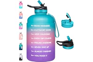 HydroPal Large 2.2L/Half Gallon Motivational Water Bottle with 2 Lids (Chug and Straw), BPA Free Sports Drink Water with Time Marker for Camping Sports Workouts and Outdoor Activity