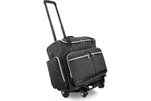 Arxus Lehrertasche Trolley mit 4 Rollen - Kunst Tragetasche für Damen mit Abnehmbarem Rollwagen, Robuste Aktentasche mit Gepolsterten Taschen für 15,6 Zoll Laptop und Lehrerbedarf, Schwarz