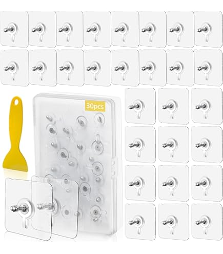 30 Pezzi Ganci Viti Autoadesive con Asta a Vite da 8mm e 14mm, Ganci Adesivi Trasparenti Impermeabile, Nessuna Perforazione Ganci Autoadesivi da Parete per Bagno, Cucina, Ripostiglio, Camera da letto
