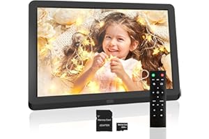 Cadre Photo Numérique 10 Pouces avec 32Go SD, LCD Écran 1280 * 800p avec Télécommande, Zeccinow Cadre Photo Numérique Mural pour Lire des Vidéos, Musique, Calendrier, Réveil, Rotation Automatique