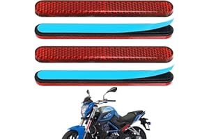 TAIHOBO 4 sztuki 100 × 13 × 7 mm samoprzylepny odblask motocyklowy, tylny reflektor motocyklowy, zatwierdzony przez E4, uniwersalny mini reflektor rowerowy, prostokątny odblask, czerwony do skutera