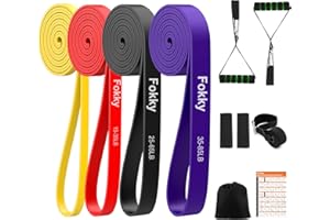 FOKKY Resistance Bands Set, 4 Levels Exercise Bands for Men Women,Pull Up Bands Gym for Crossfit Fitness Strength Training Yoga with Door Anchor, Handles, Protective Covers, Bag and Training Instruction