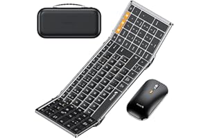 ProtoArc Faltbare Tastatur Kabellos und Maus, XKM01 Bluetooth Tastatur Klappbar Maus Set, 2.4G+Dual Bluetooth Full-Size Mobile Tastatur QWERTZ-Layout für iPad Tablet iPhone Laptop - Space Grau