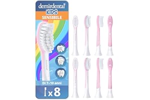 demirdental testine per Philips Sonicare Kids testina per bambini, per i primi denti permanenti, bambini da 7 a 10 anni, corrisponde a HX6048 HX6043, Rosa, set da 8