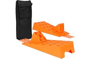 Wiltec 2 Cunei Ferma Ruota per roulotte 3,5 t di Portata/Coppia, bloccaruote con Fermo, livellatori Camper in plastica con Borsa di Trasporto