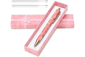Wincredulous 1 Piece Sparkly Floral Pen Gift Set,Metal Floral Pen for Women,Bling Shiny Daisy Retractable Ballpoint Pen,2 Ballpoint Refills,1 Gift Box,Black Ink,Smooth Writing(Soft Pink)