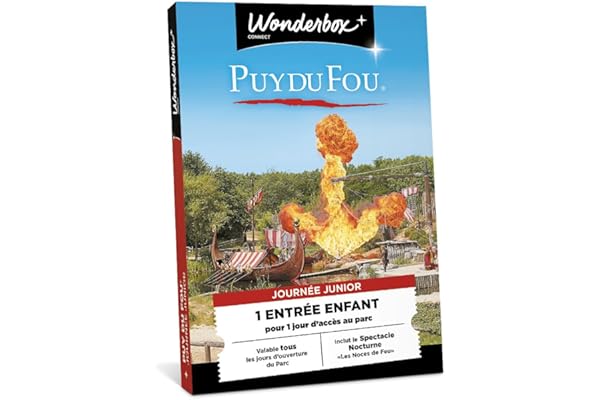 Wonderbox Connect - Coffret Cadeau - Puy du Fou - 1 entrée enfant pour 1 jour - Spectacle Nocturne "les Noces de Feu" inclus - Parc à thème - Validité 27 mois